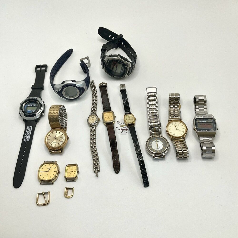 Vintage JUNK Watches Lot Seiko, Times, Lotus, etc. For Parts